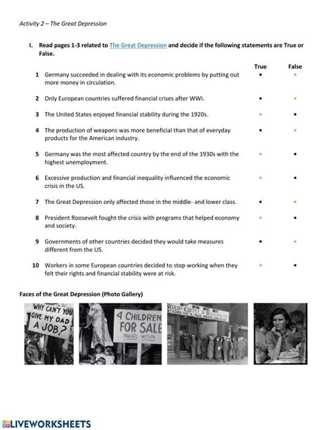 The Great Depression Worksheets Worksheets Library