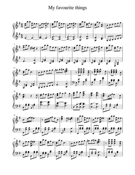 My Favourite Things Sheet Music For Piano Solo