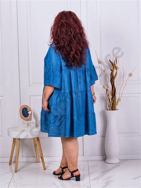 Rochie Maxi Din Denim Cu Volane Albastru Cod