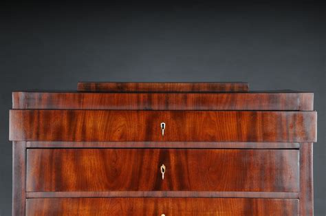 Rare Biedermeier High Chest Of Drawers Chiffoniere Mahogany Circa