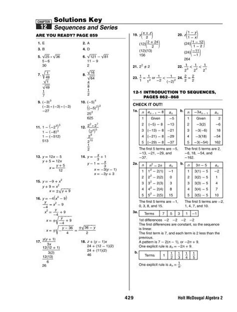 Algebra 2 Ch 12 Solutions Key A2 Ch 12 Solutions Key Peninsula