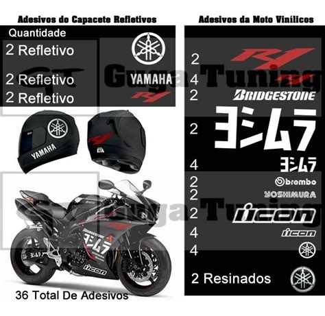 Adesivo Yamaha R Personaliza O Completa Moto E Capacete R