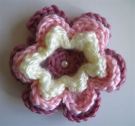 Crochet Flower Applique Beaded Off White Mauve Set Of Etsy Flower