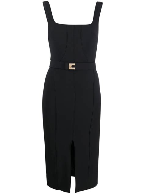 Elisabetta Franchi Belted Midi Dress In Black ModeSens