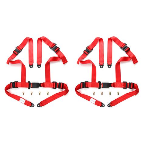 2 4 Point Racing Safety Harness Seat Belt Red Soft Shoulder Pad Car Universal Ebay