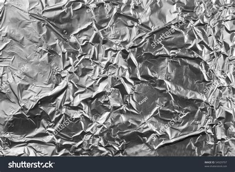 Abstract Crumpled Silver Aluminum Foil Closeup Stock Photo 54929797