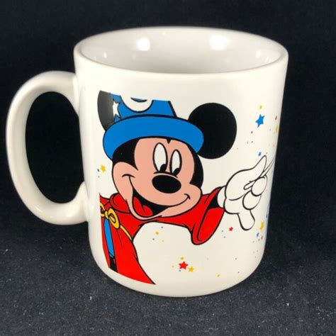 Vintage Illustrated Souvenir Disneyland Paris Mickey Mouse Coffee Mug