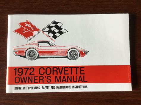 FS For Sale 1972 Owner S Manual CorvetteForum Chevrolet Corvette