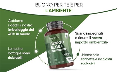 Gingko Biloba 6600mg 365 Compresse 1 Anno Estratto Di Ginkgo