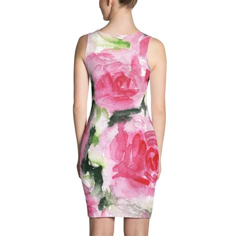 This Is A Pink Floral Print Of A Rose Bouquet On A Beautiful And Elegant One Piece Dress In