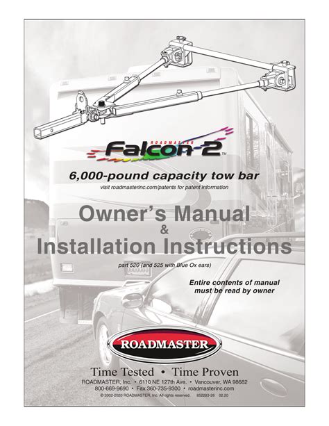 Roadmaster Falcon 2 Tow Bar Instructions | Manualzz