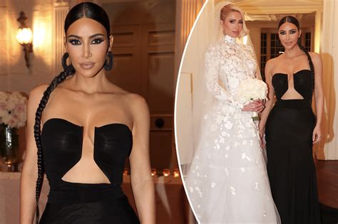 Kim Kardashian Wears Black Gown To Paris Hilton S Wedding