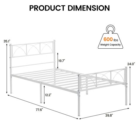 Whizmax Metal Bed Frame Twin White Sturdy Modern Stylish Iron Twin Bed Frame With Headboard And