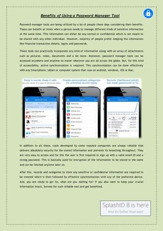 Benefits Of Using A Password Manager Tool Pdf