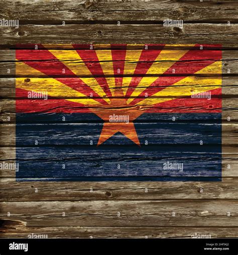 Arizona Az Flag Painted On Old Timber Rustic Wood Wall Vector