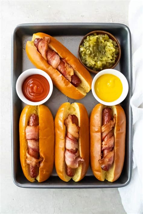 Bacon Wrapped Hot Dogs 4 Ways