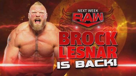 Brock Lesnar Returns To Wwe Raw Next Week Wwe News Wwe Results Aew