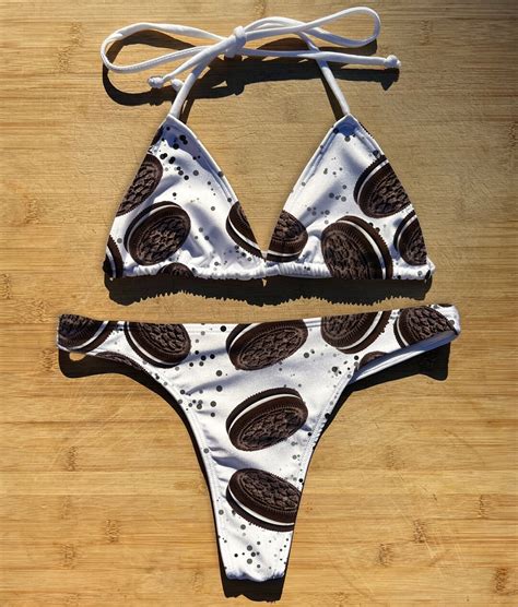 Swimwear Bikini 1 Or 2 Piece Set Cookies And Cream Thong Cheeky Full Coverage Triangle