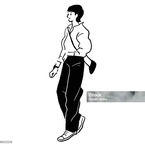 Vector Line Drawing Of A Fashionable Woman In Pants Stock Illustration Download Image Now Istock