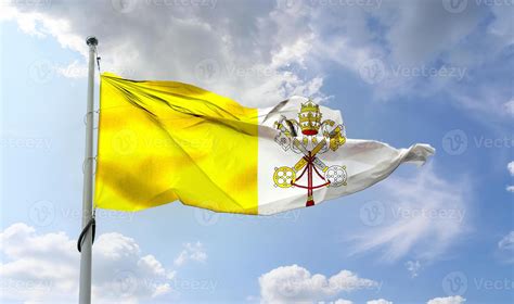 3D-Illustration of a Vatican City flag - realistic waving fabric flag ...