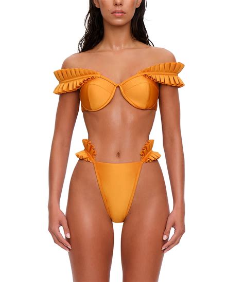 Andrea Iyamah Mulan Convertible Ruffle Bikini Swim Top High Rise