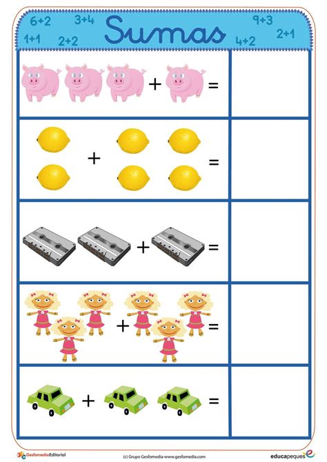 Sumas Para Ninos Pequenos Rincon Dibujos Fichas De Matematicas Images