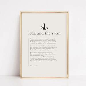 W B Yeats Print Leda And The Swan Poem Yeats Quote Yeats Gift Gift