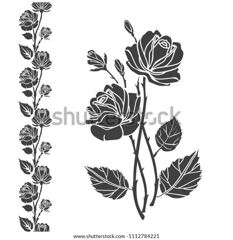 Rose Tattoo Silhouette Roses Leaves On Stock Vector (Royalty Free) 1112784221 | Shutterstock