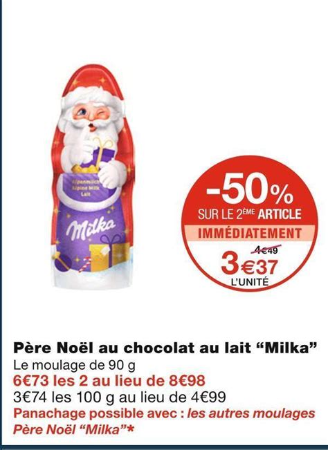 Promo Milka père noël au chocolat au lait chez Monoprix