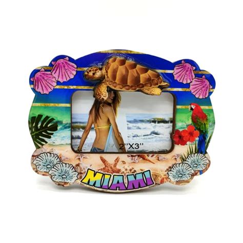 Custom Logo Epoxy Mdf Wood Souvenir Miami Beach Photo Frame Wood