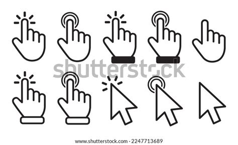 Vector Hand Cursors Icons Click Set Stock Vector Royalty Free