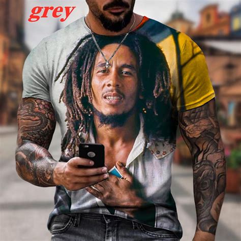 Summer Mens T Shirts Cool Rock Bob Marley 3d Print O Neck Short Sleeve Street Hip Hop Shirt