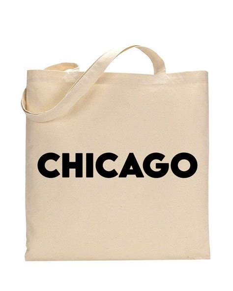 Chicago Tote Bag City Tote Bags Black Natural Color Handle Customized