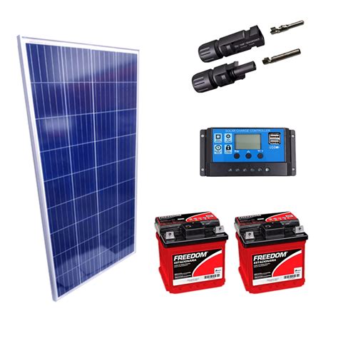 Kit Placa Solar 340w Controlador 20a Lcd Bateria 70ah Gerador