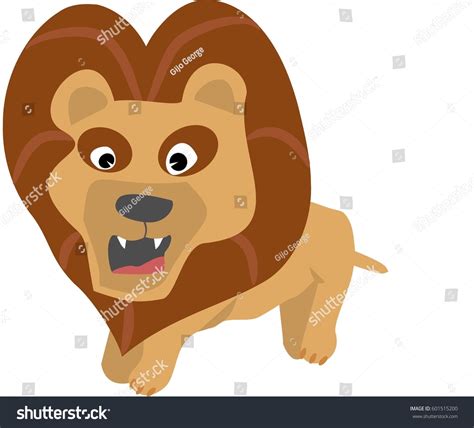 Angry Lion Cartoon Character Vector Illustration 스톡 벡터로열티 프리