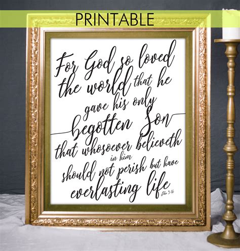 Printable John 316 God So Loved The World Bible Verse Print Etsy In