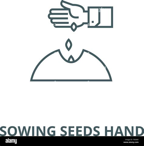 Sowing Seeds Hand Vector Line Icon Linear Concept Outline Sign