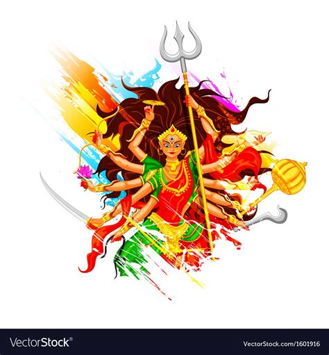 Happy dussehra with goddess durga Royalty Free Vector Image