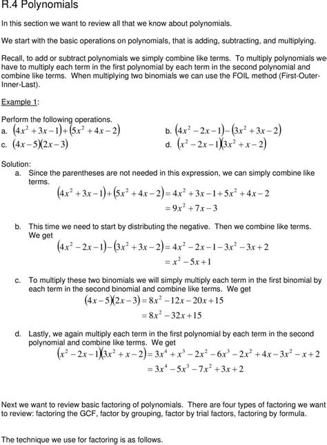 Operations On Polynomials Ppt