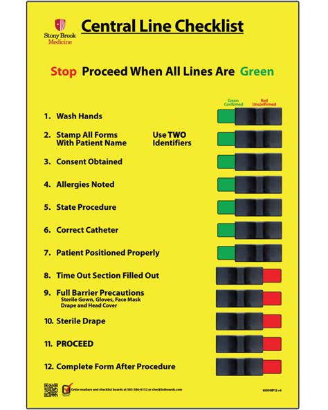 Central Line Checklist Checklist Boards Corporation