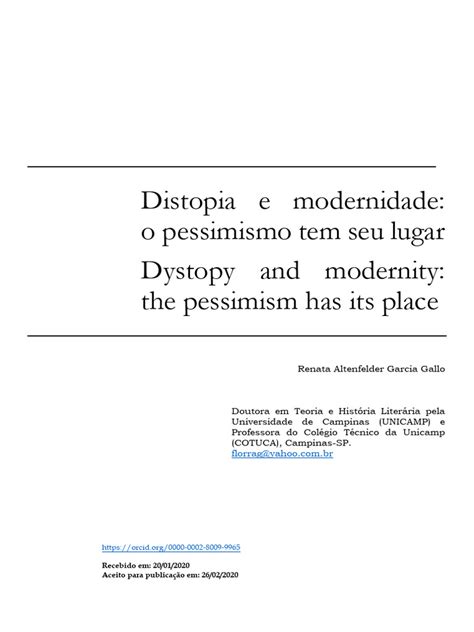 O Que É Distopia Na Literatura - Distopia e Pessimismo na Literatura | PDF | Estética | Utopia
