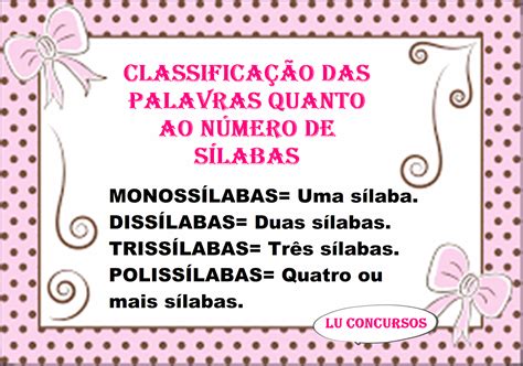 Lu Concursos Classifica O Das Palavras Quanto Ao N Mero De S Labas