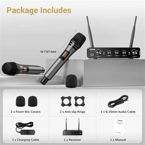 TONOR Wireless Microphones UHF Cordless Dual Handheld Dynamic Karaoke