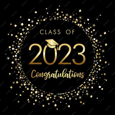 Premium Vector Class Of 2023 Graduation Poster With Gold Glitter