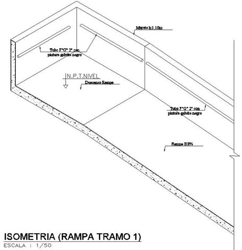 Isometric View Of Ramp Design In Detail Autocad Drawing Cad File Dwg