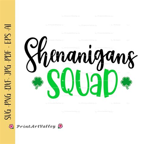 Shenanigans Squad Svg Saint Patricks Day Svg Irish Svg Shamrock St