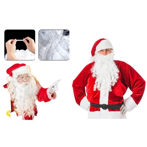 Barba Branca Longa Papai Noel Natal Fantasia Bigode Cacheada Shopee