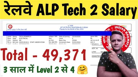 रलव ALP Tech 2 Latest Salary 49 371 Railway Technician Salary Slip