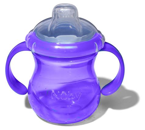 Nuby No Spill 2 Handle Soft Spout Wide Mouth Sippy Cup Purple