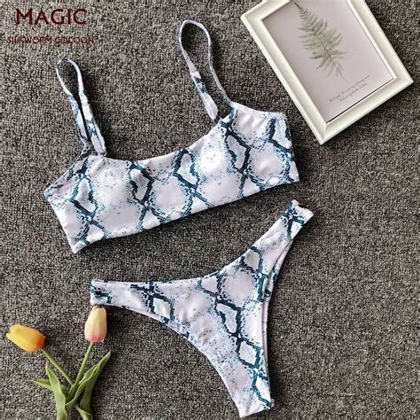 Bikini Con Estampado De Piel De Serpiente Para Mujer Traje De Ba O De